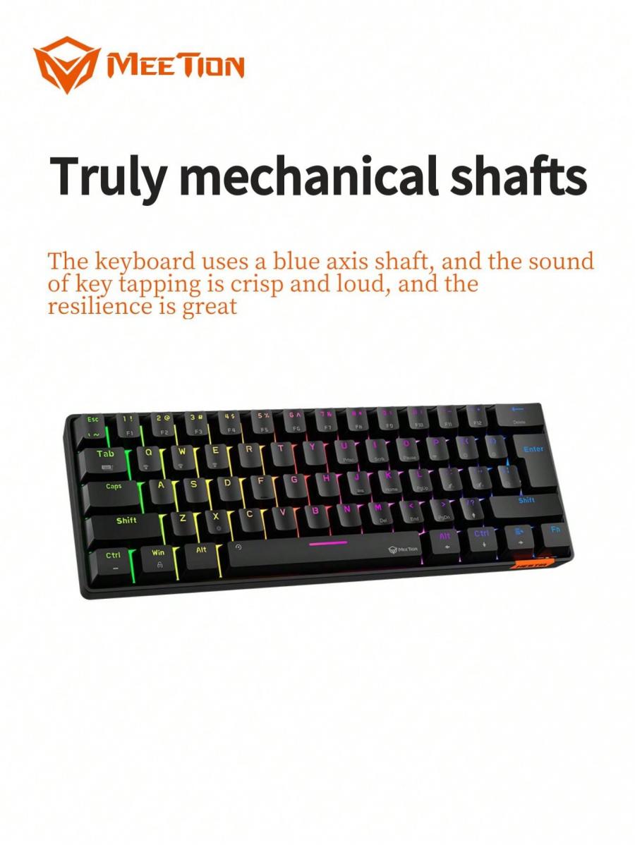 60 Layout Bluetooth Mechanical Gaming Keyboard RGB Lighting Detachable Keycaps