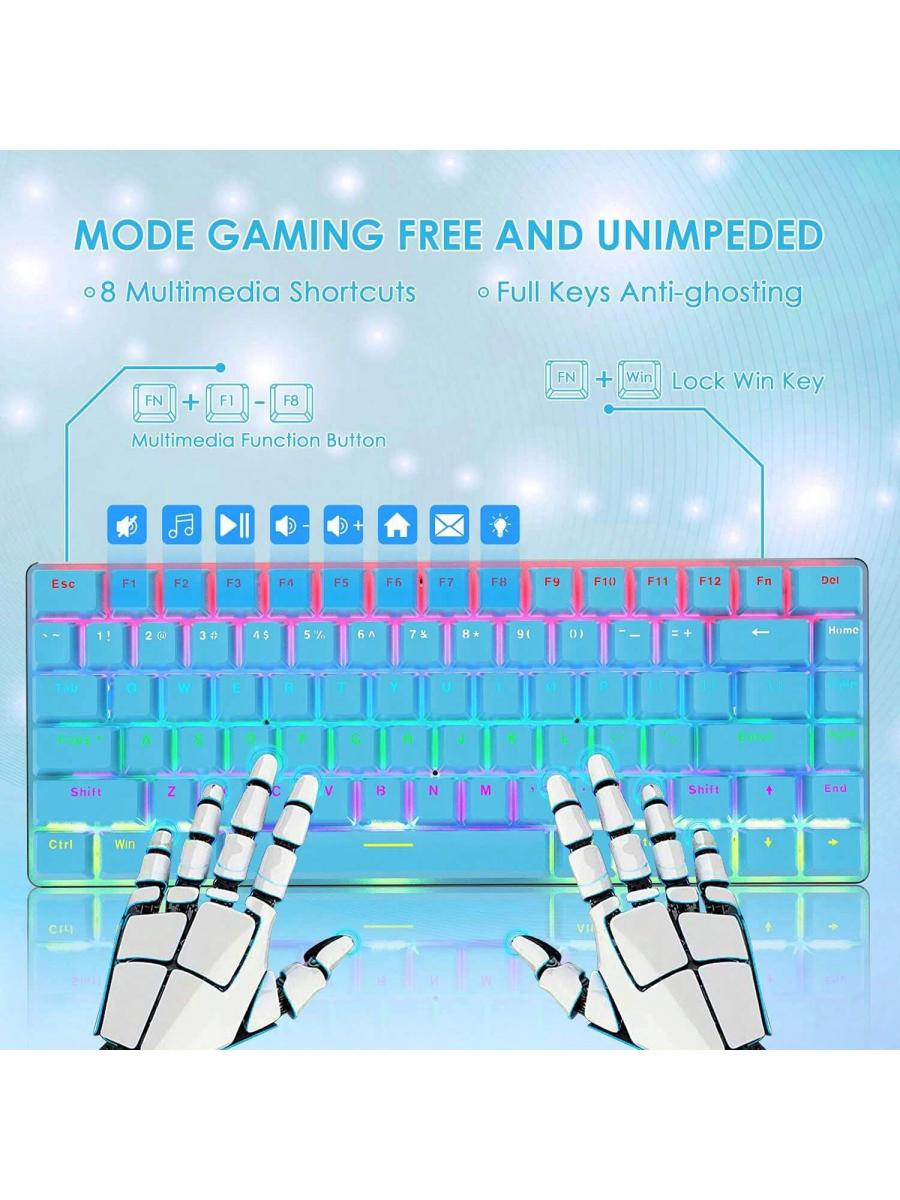 Ak33 Backlit Mechanical Gaming Keyboard Compact Anti Ghosting 82 Keys