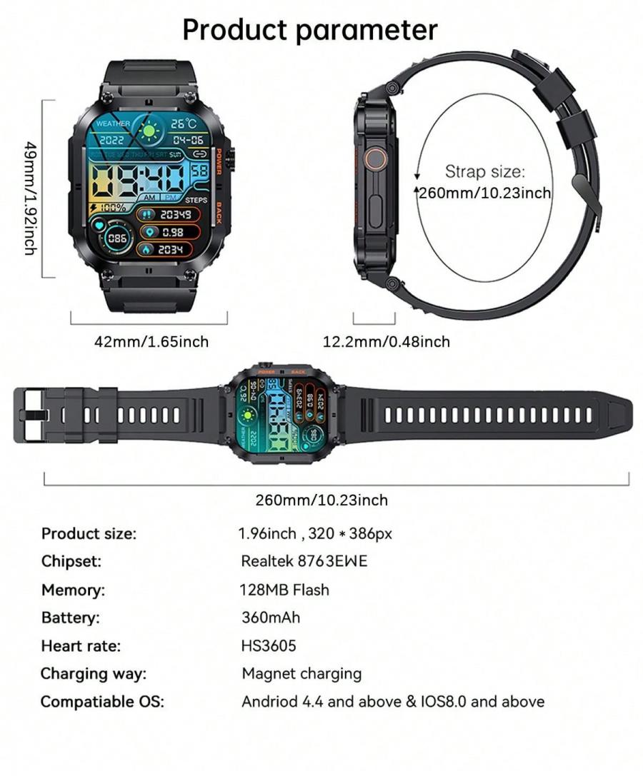 Smart Fitness Watch with Heart Rate Blood Pressure and Sleep Tracking
