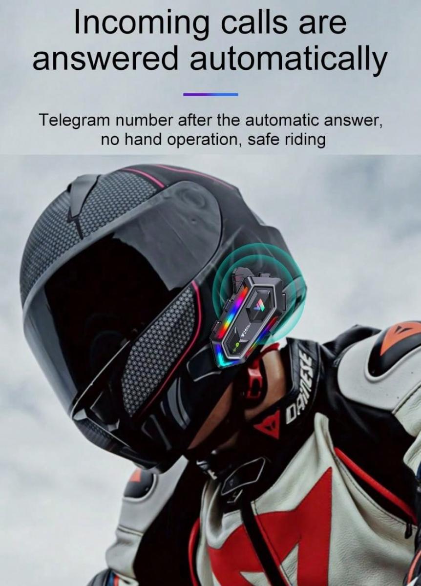 Y20 MAX Motorcycle Helmet Bluetooth Headset Intercom RGB Waterproof