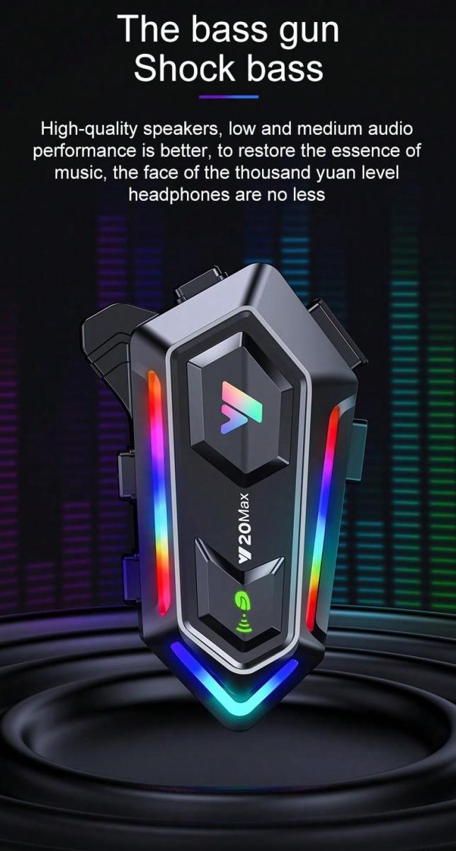 Y20 MAX Motorcycle Helmet Bluetooth Headset Intercom RGB Waterproof