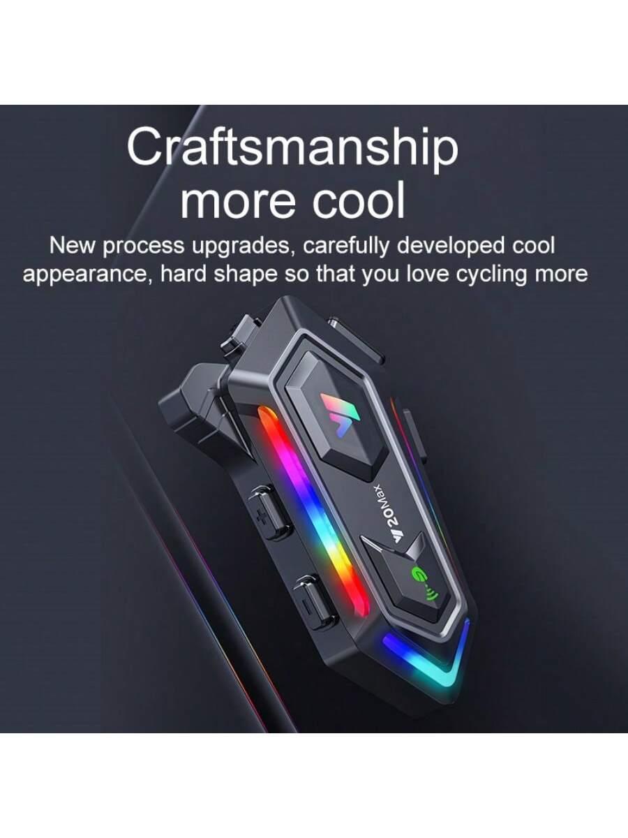 Y20 MAX Motorcycle Helmet Bluetooth Headset Intercom RGB Waterproof