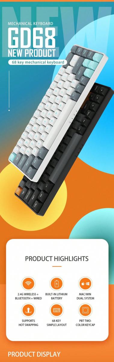 Aigo Darkflash GD68 Wireless Bluetooth Gaming Keyboard Mouse Set