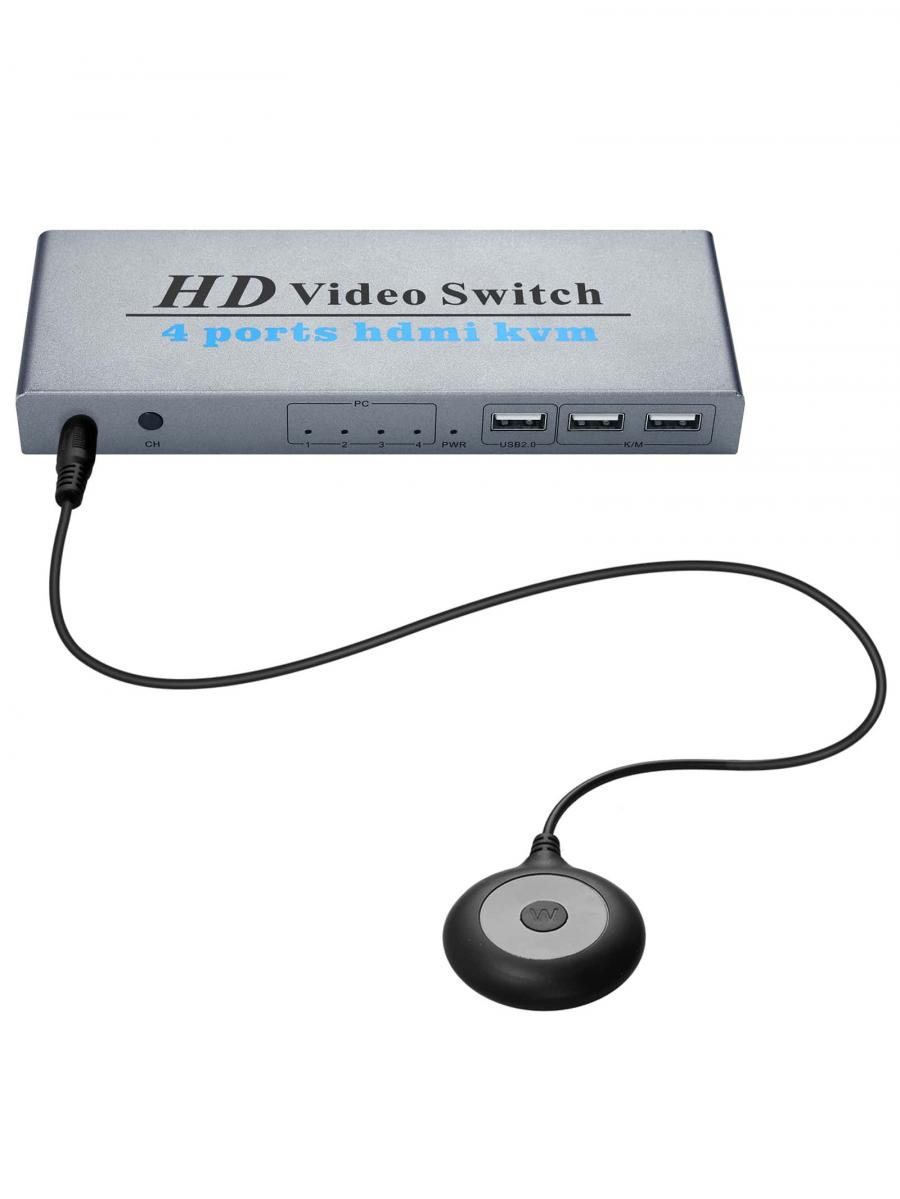 4 Port HDMI KVM Switch for 4 PCs Share Monitor Mouse Keyboard