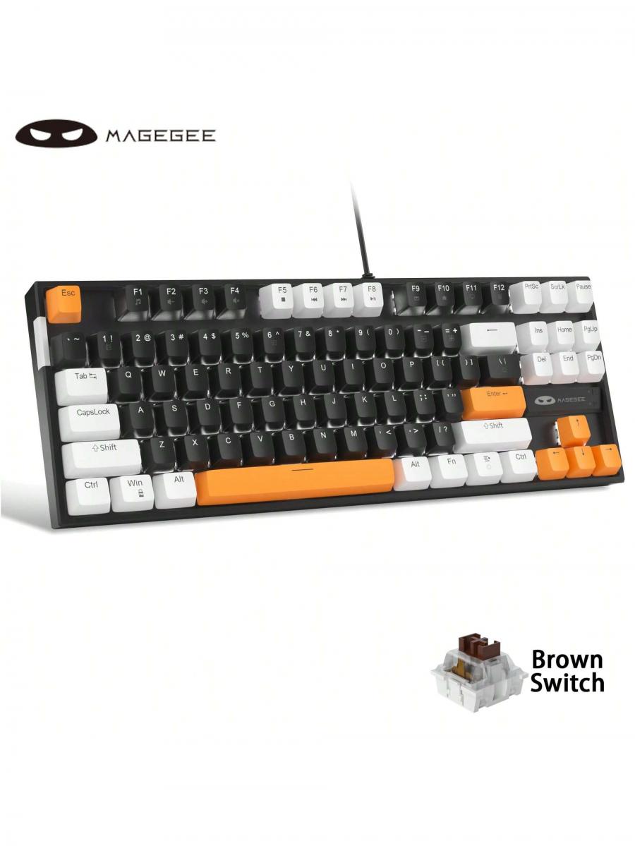 MageGee 75 Mechanical Gaming Keyboard Compact TKL Wired White Backlit
