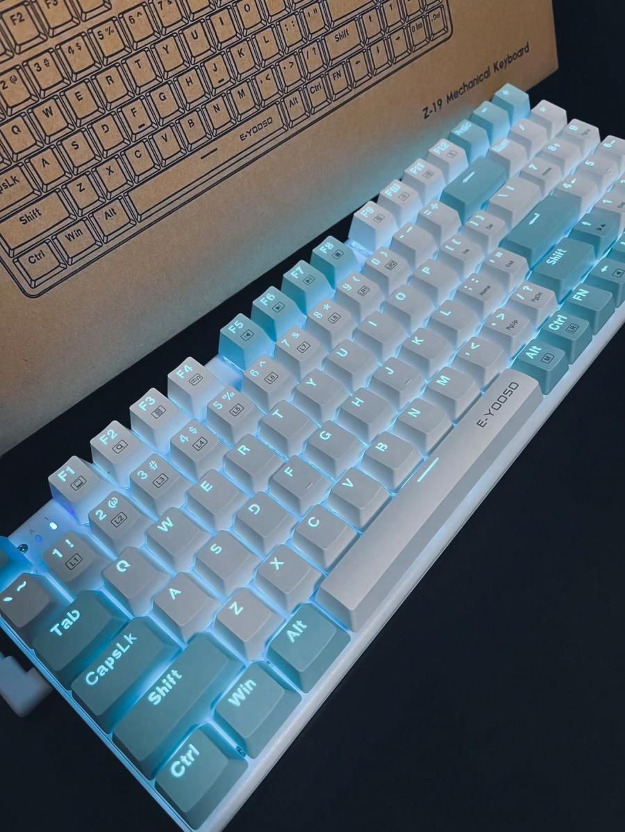 Blue White Pink Backlit Mechanical Keyboard with Blue Switches