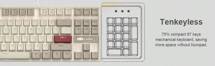 MageGee 75 Mechanical Gaming Keyboard Brown Switches LED Backlit TKL