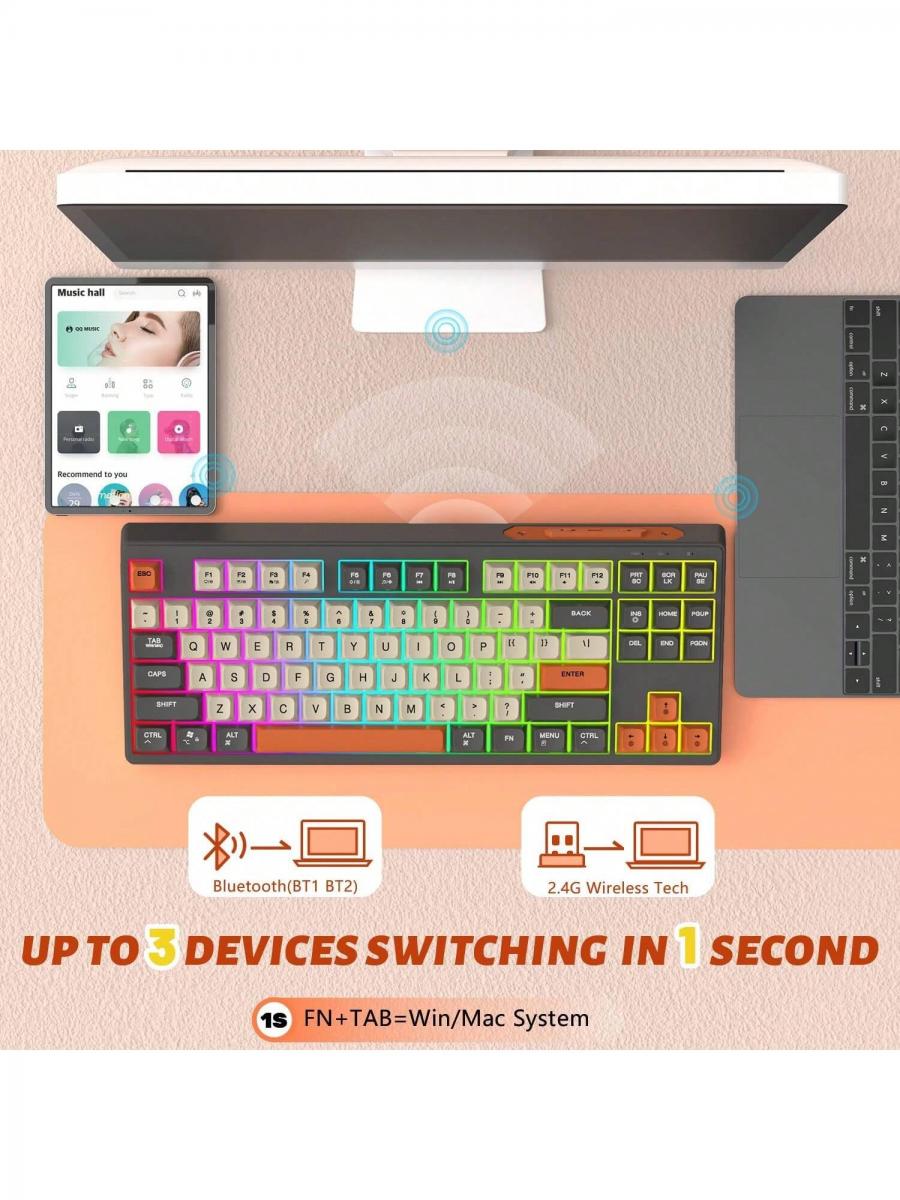 Attack Shark M87 80 Wireless Gaming Keyboard TKL RGB Mechanical SA PBT