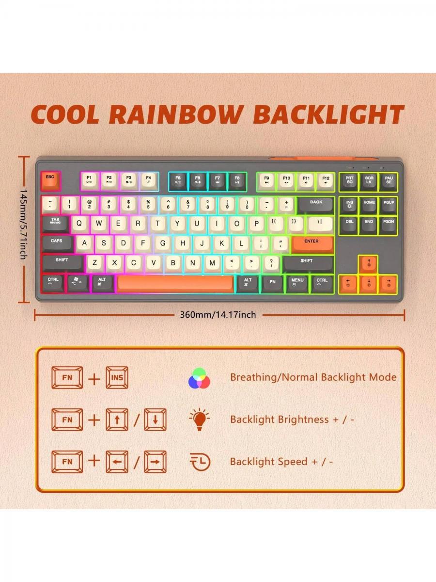 Attack Shark M87 80 Wireless Gaming Keyboard TKL RGB Mechanical SA PBT