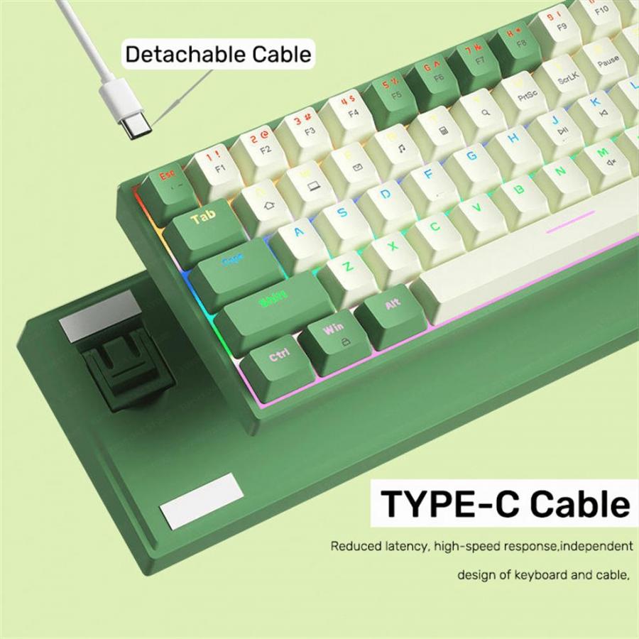 JOMAA 100 Keys Type C Wired Mechanical RGB Gaming Keyboard White Green