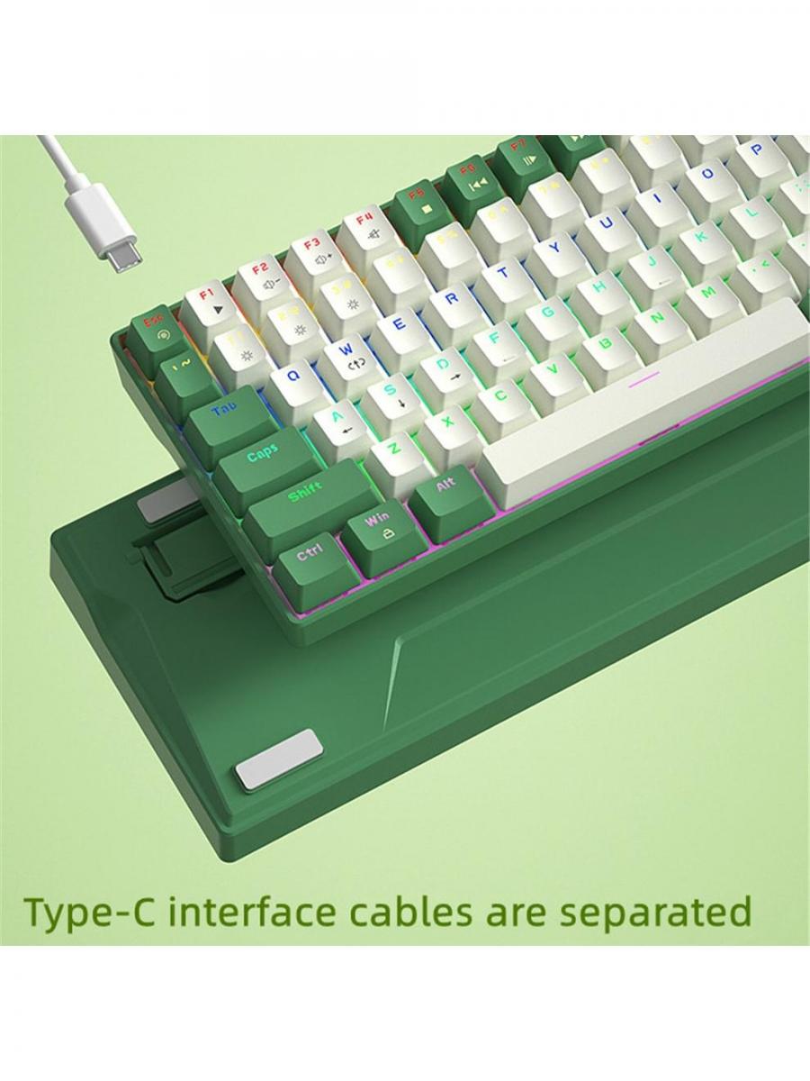 JOMAA 100 Keys Type C Wired Mechanical RGB Gaming Keyboard White Green
