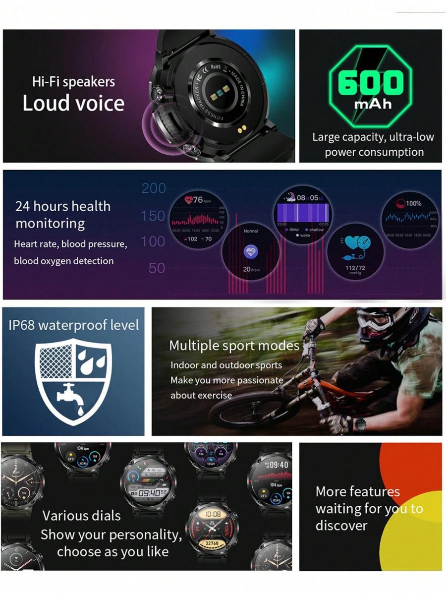LIGE HD Screen Smart Watch Waterproof Voice Call Alarm Reminder