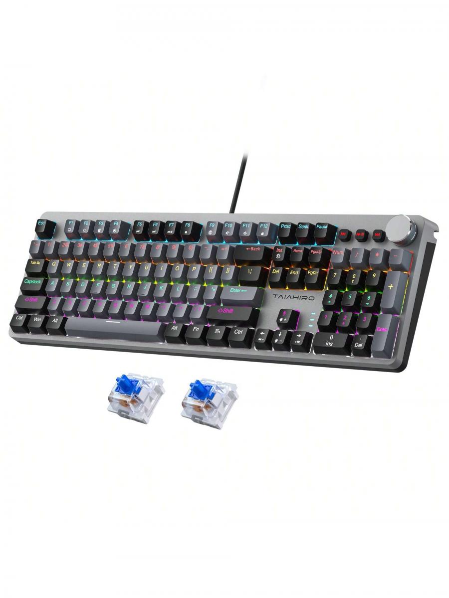Full Size RGB Mechanical Gaming Keyboard with Multimedia Knob