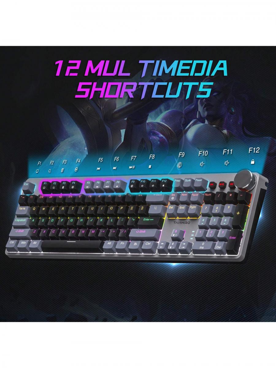 Full Size RGB Mechanical Gaming Keyboard with Multimedia Knob