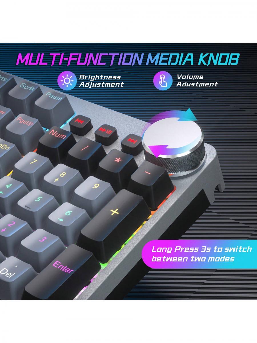 Full Size RGB Mechanical Gaming Keyboard with Multimedia Knob