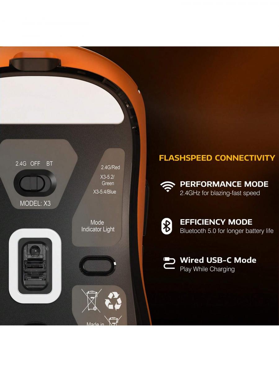 Attack Shark X3 Lightweight Wireless Gaming Mouse Tri Mode 26K DPI