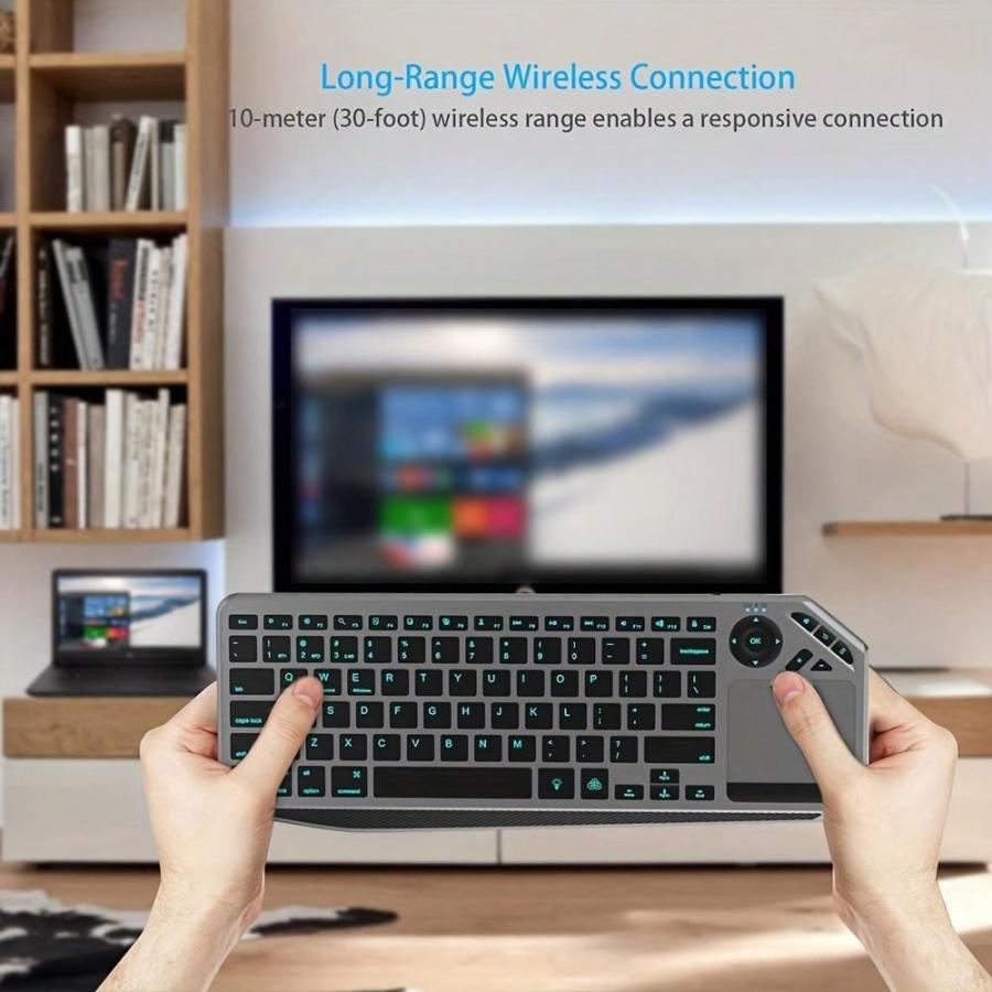 JOMAA Rechargeable Backlit 2 4G Wireless Touchpad Keyboard Gray