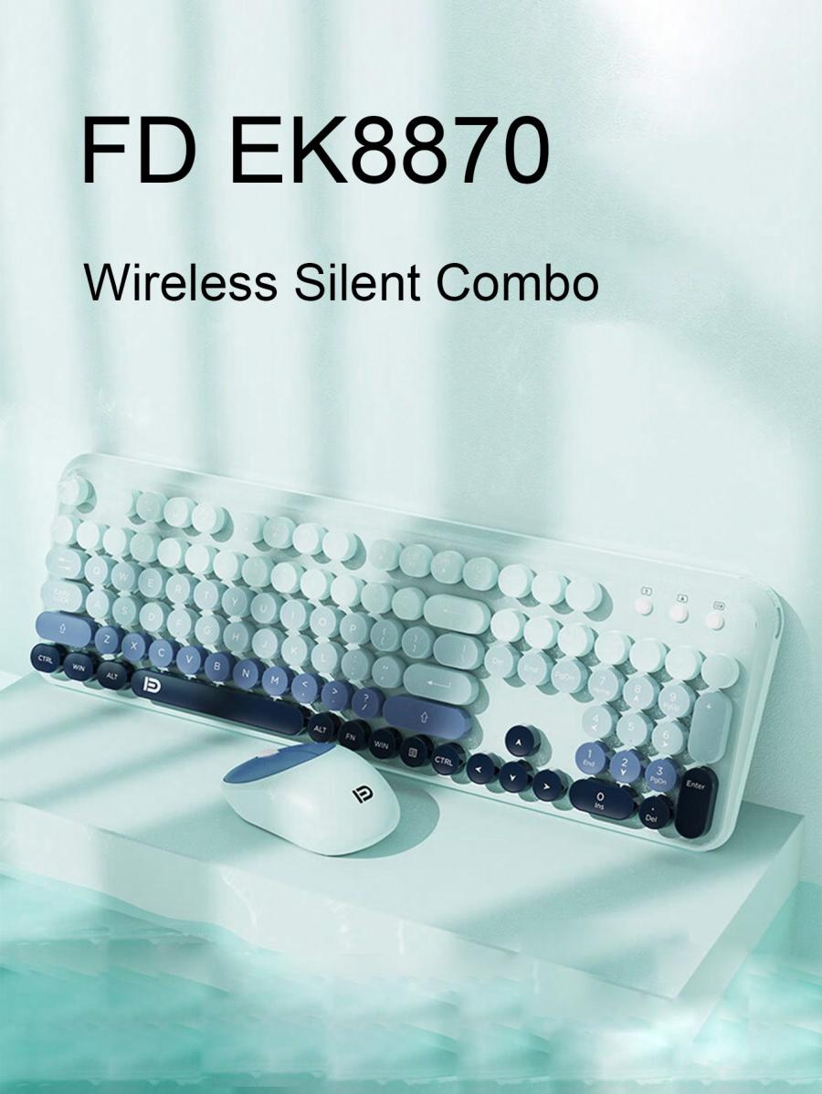 Fude EK8870 Wireless Keyboard Mouse Set Retro Mixed Color 104 Keys