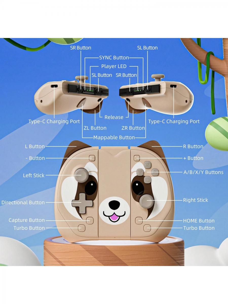 Joypad Controller Brown Bear Wireless For Switch OLED Lite