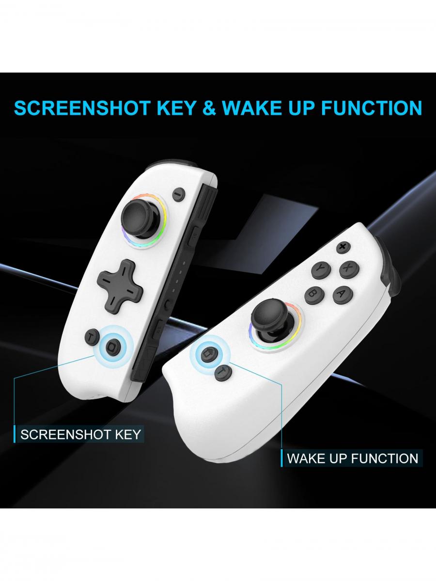 White Metal RGB Joystick Wireless Game Controller for Switch Oled