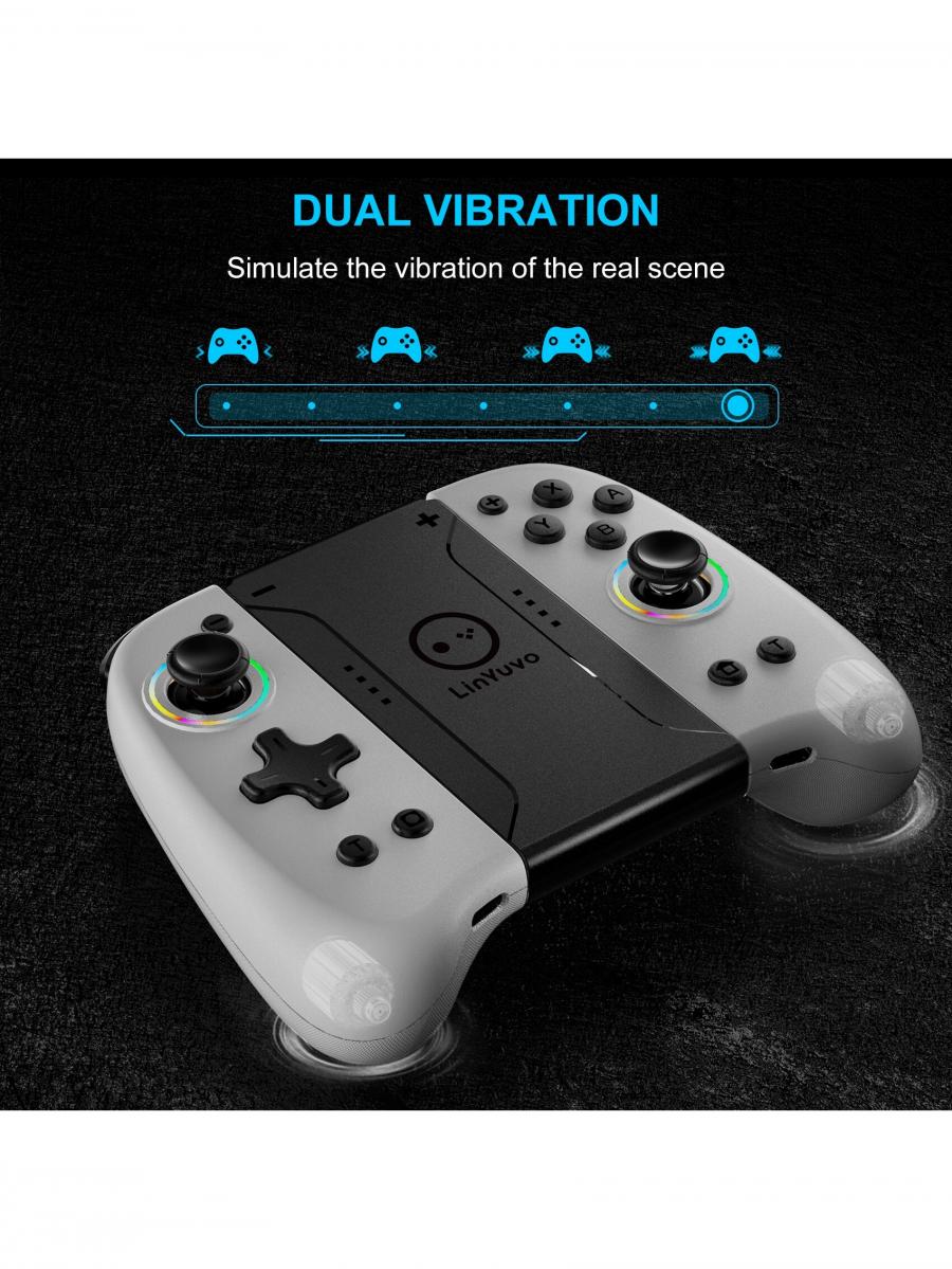 White Metal RGB Joystick Wireless Game Controller for Switch Oled