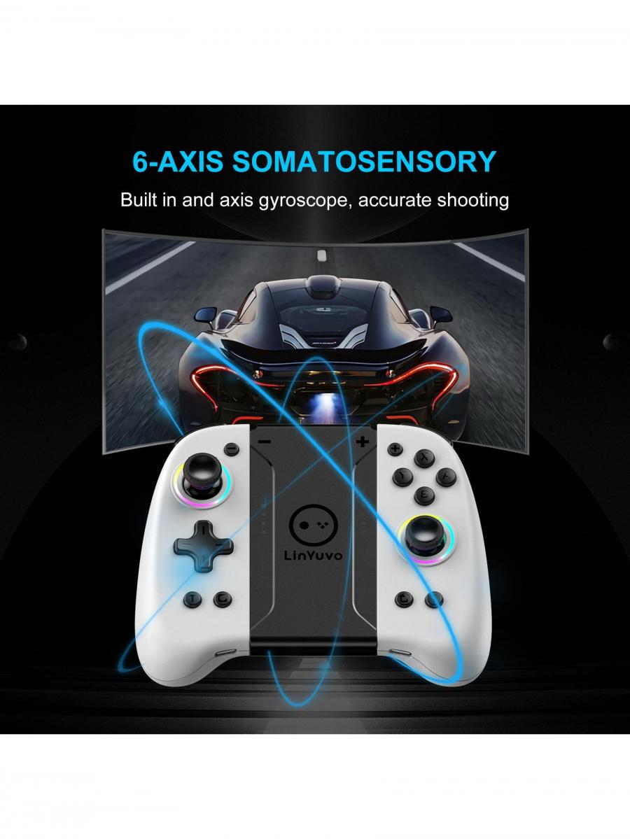 White Metal RGB Joystick Wireless Game Controller for Switch Oled