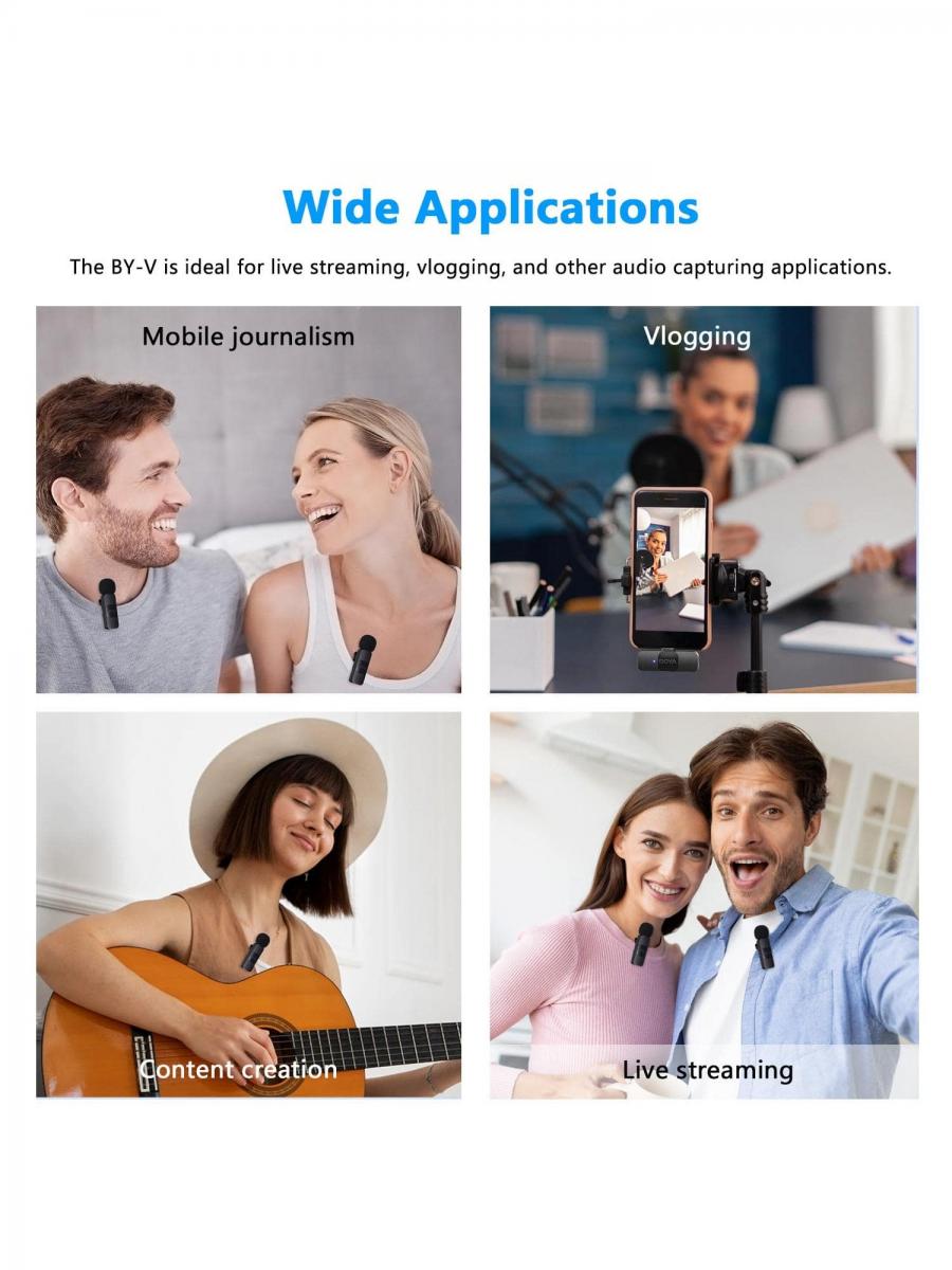BOYA Wireless Lavalier Microphone for iPhone iPad Clip on Mic