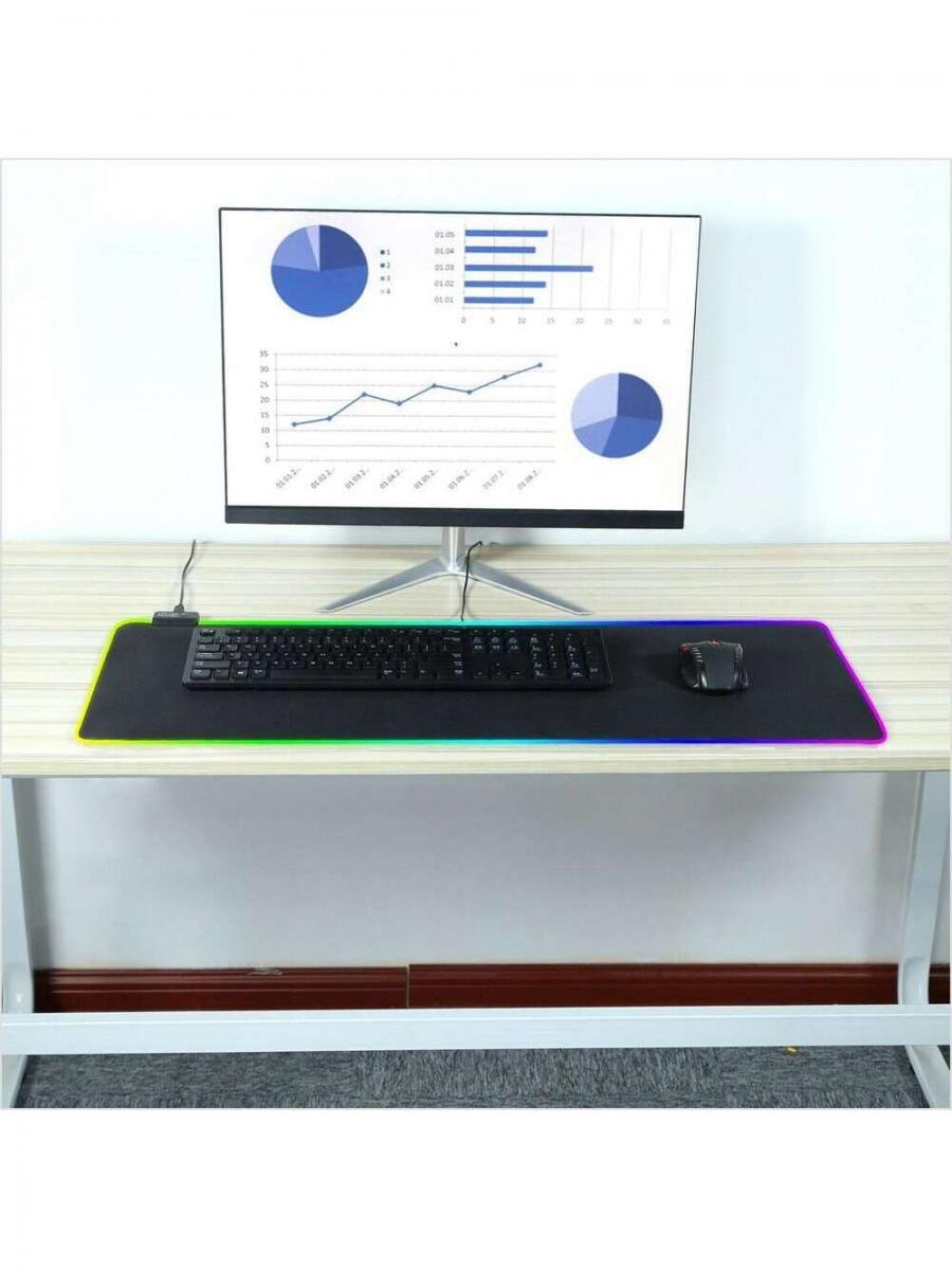 RGB LED Gaming Mouse Pad with 10 Light Modes for PC Setup
