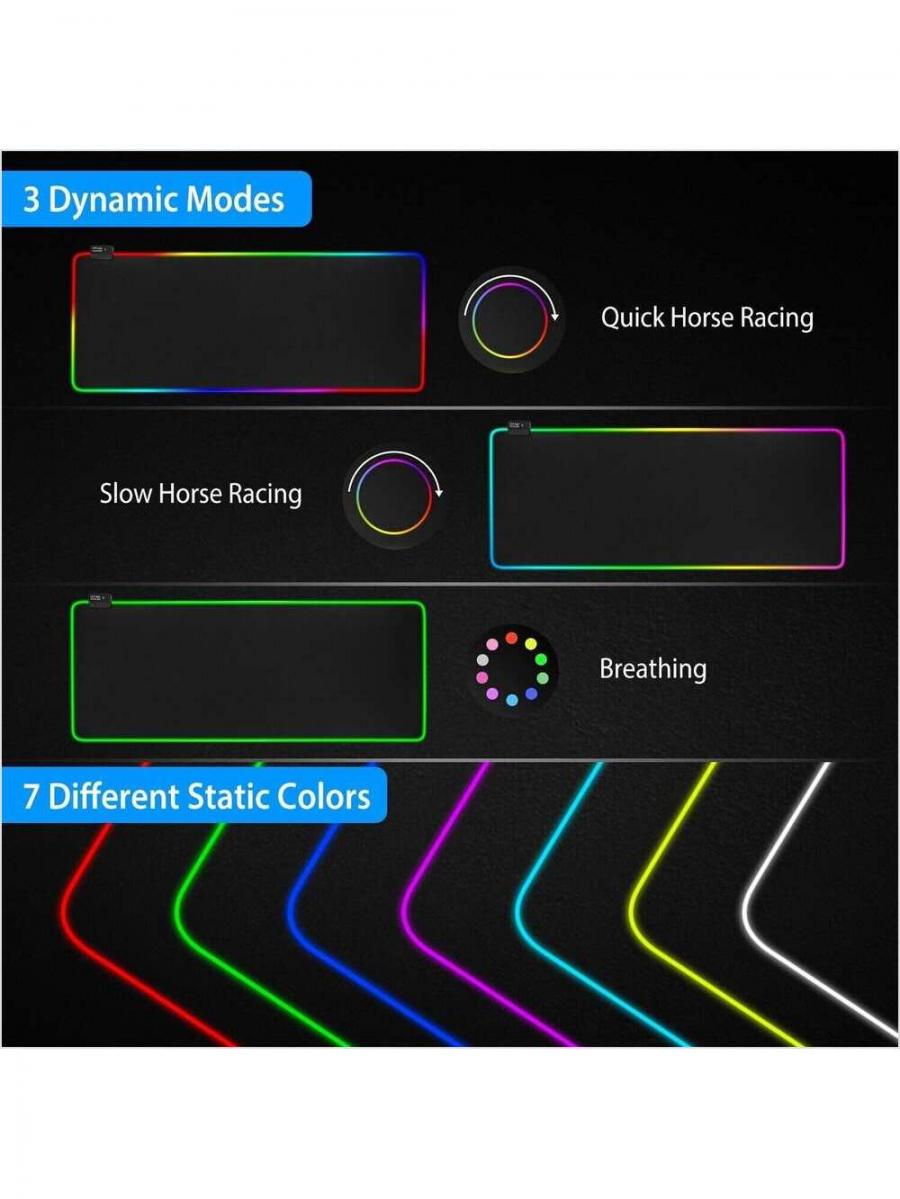 RGB LED Gaming Mouse Pad with 10 Light Modes for PC Setup