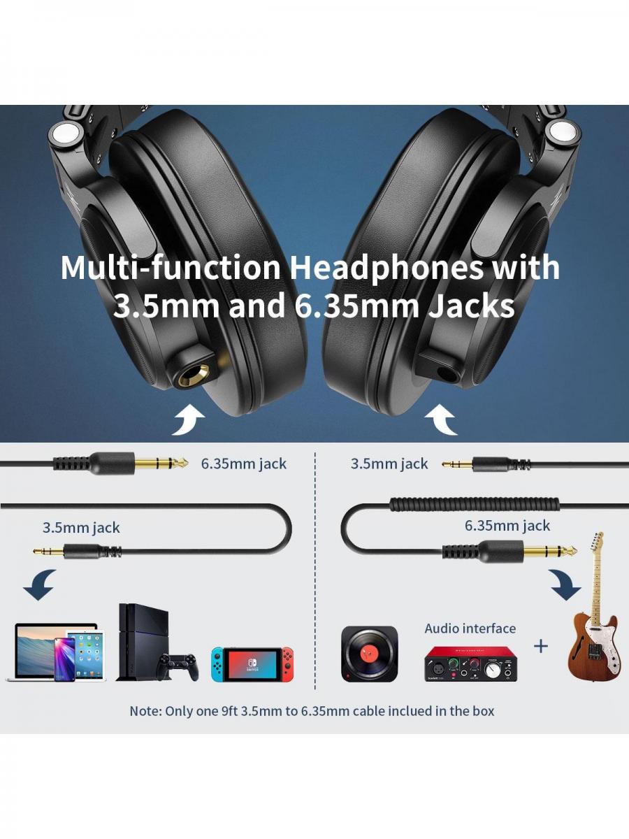 OneOdio A71 Over Ear Wired Headphones Black