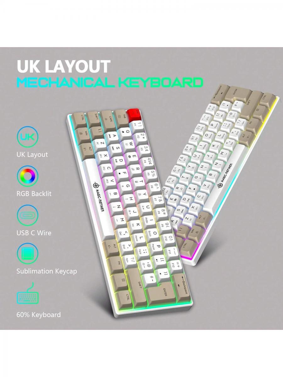 RGB Compact Mechanical Gaming Keyboard Blue Switches 62 Key PBT