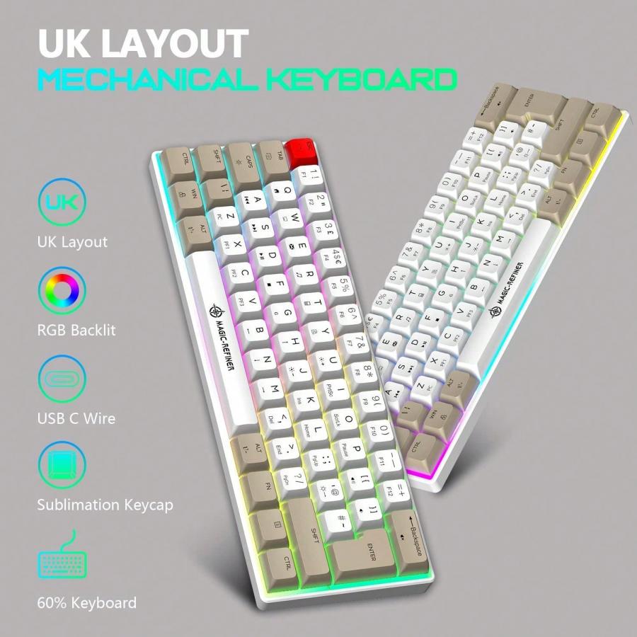 RGB Compact Mechanical Gaming Keyboard Blue Switches 62 Key PBT
