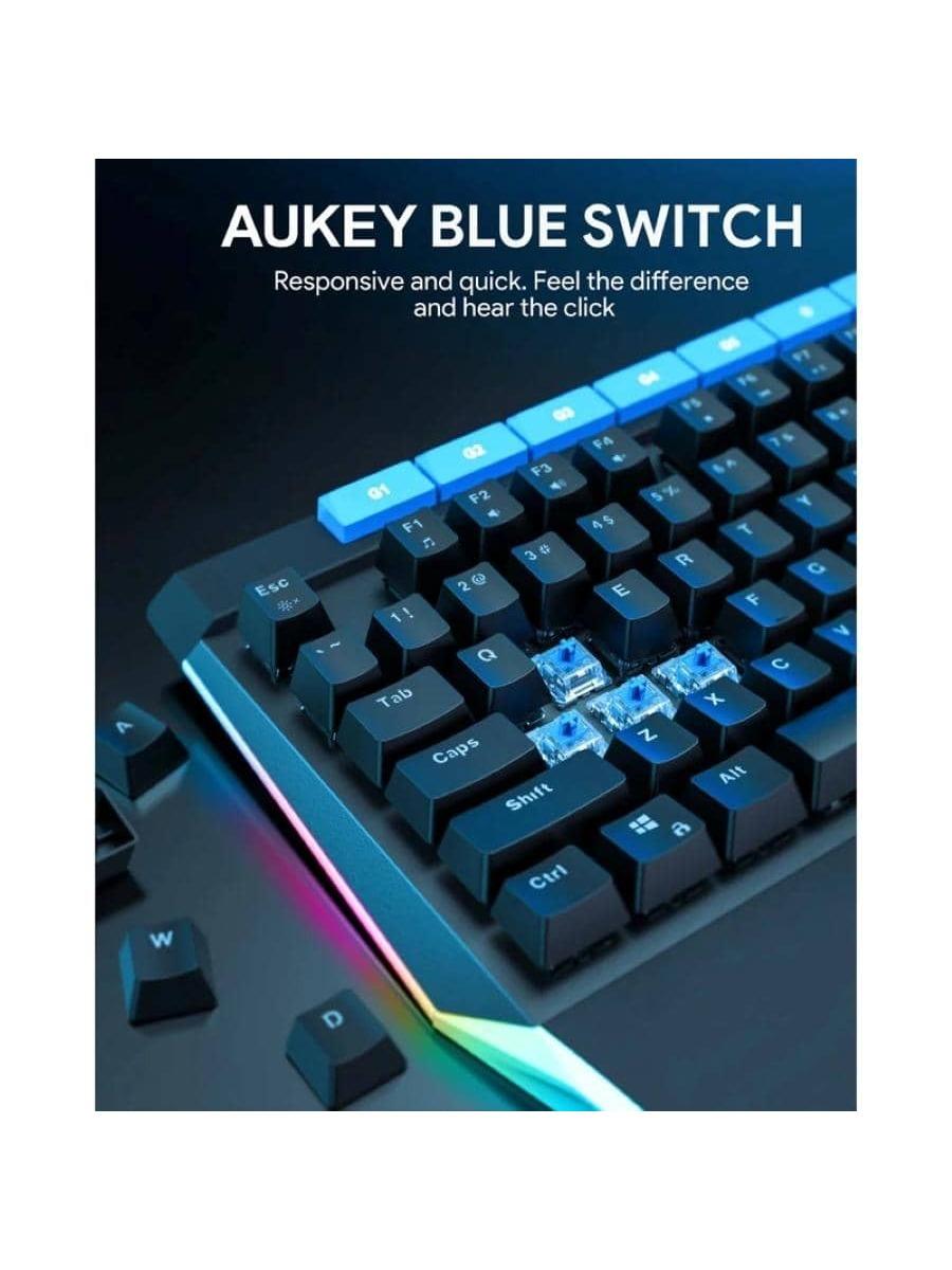 AUKEY KM G17 Mechanical Keyboard Blue Switches 104 Keys Volume Control
