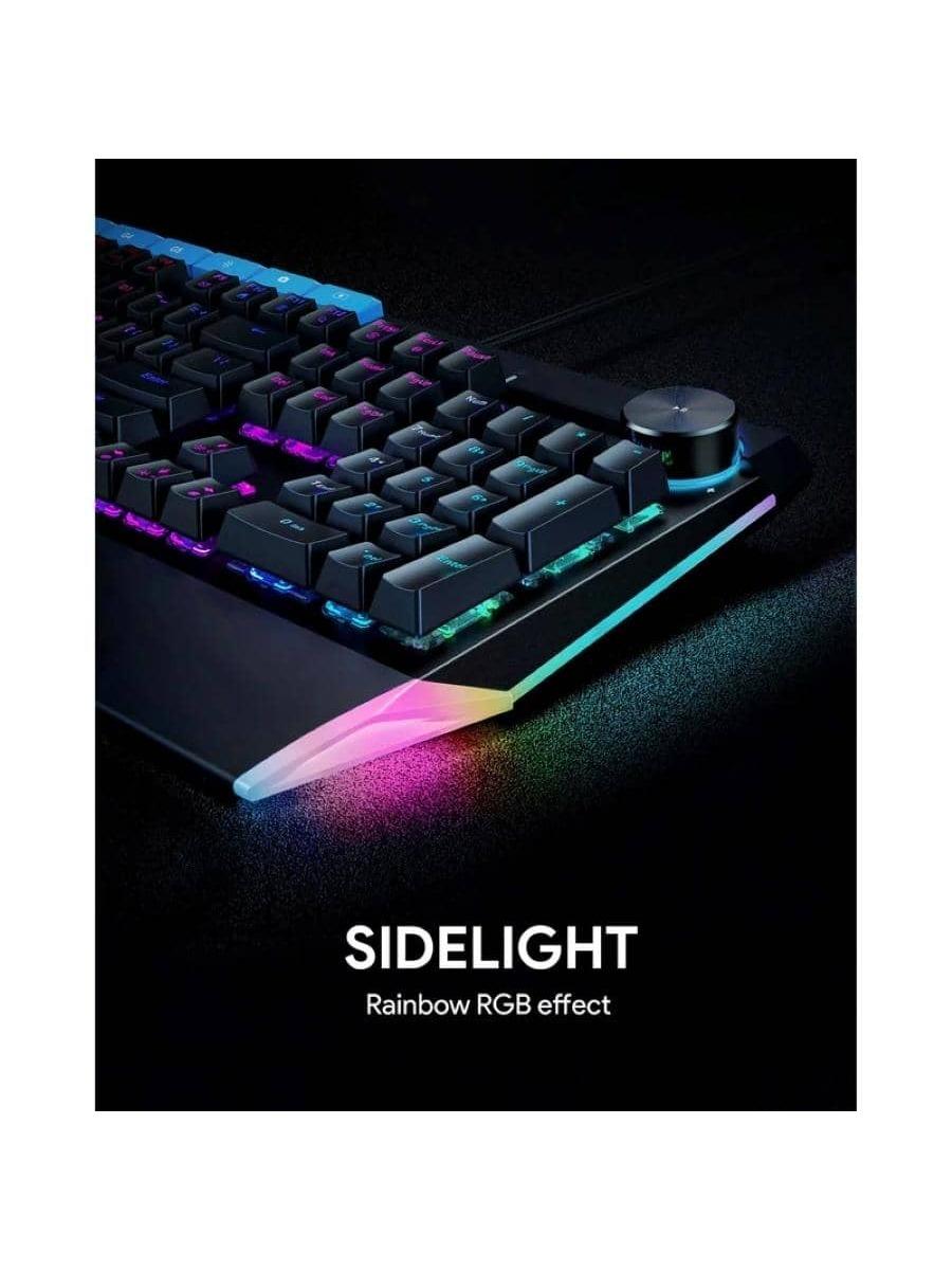 AUKEY KM G17 Mechanical Keyboard Blue Switches 104 Keys Volume Control