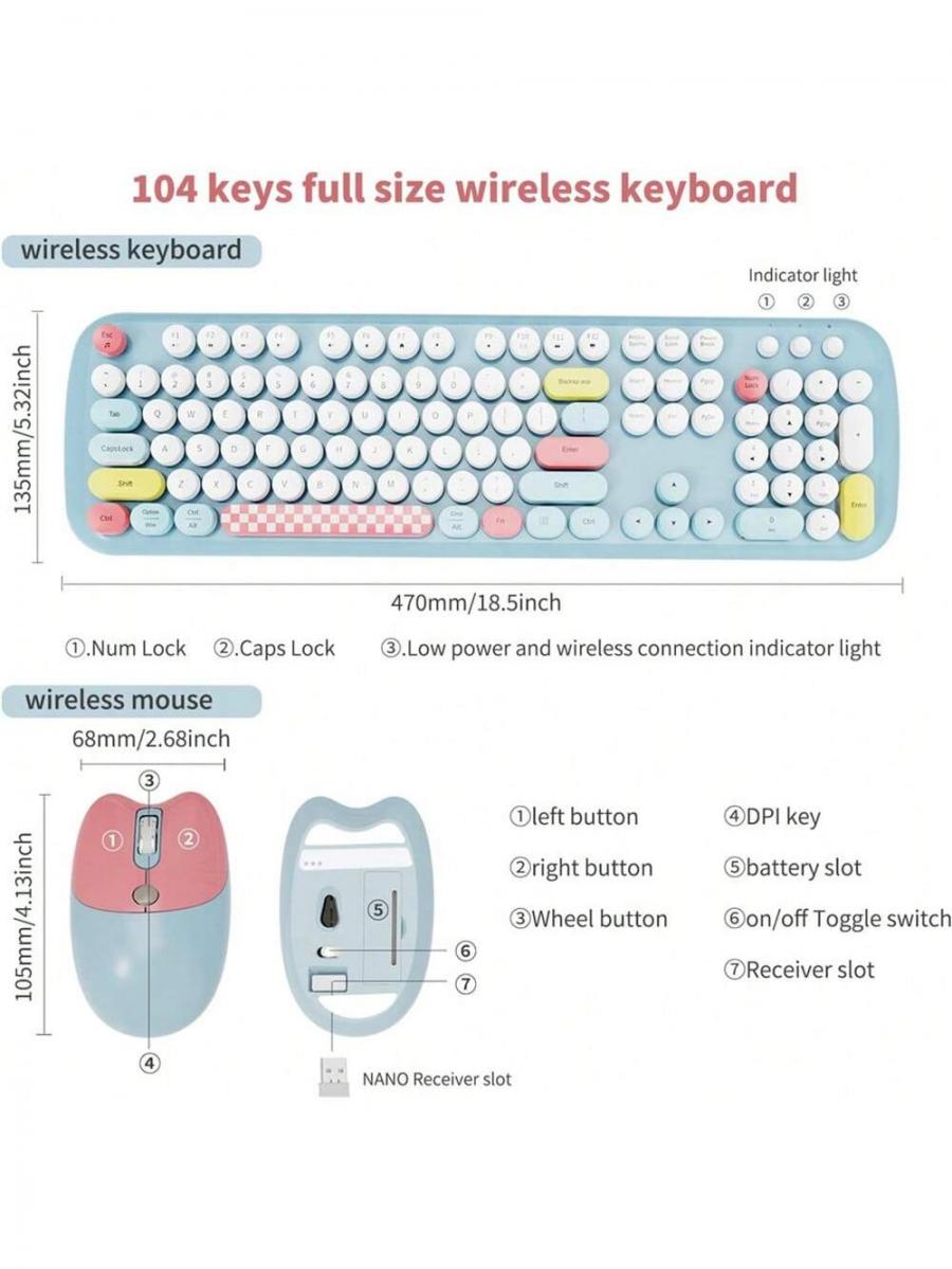Wireless Keyboard and Mouse Combo Set for Home Office
