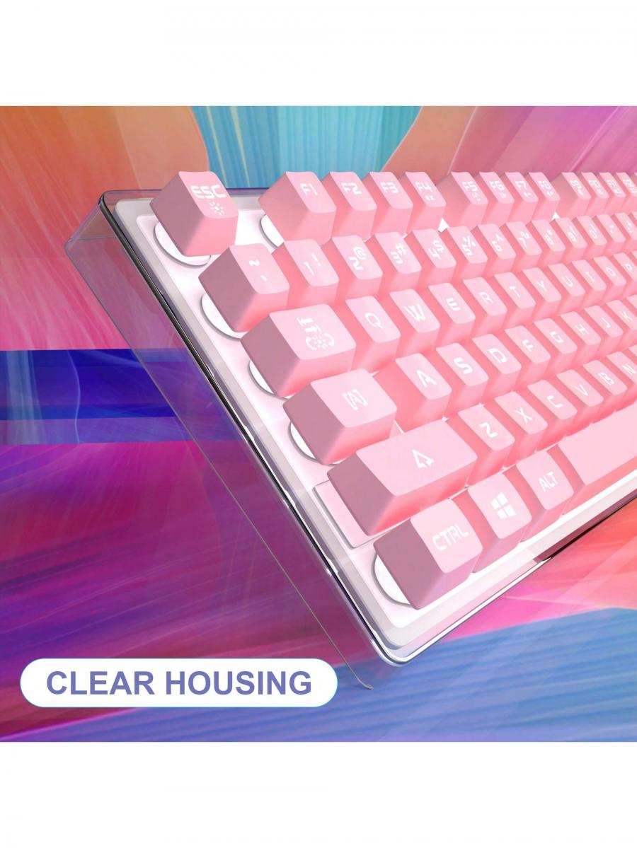 MageGee K1 RGB Gaming Keyboard Mouse Combo Pink 104 Keys PC Laptop