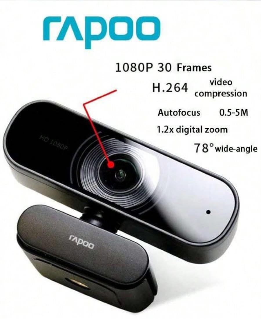 Rapoo C260 Black FHD 1080P USB Webcam with Noise Canceling Mic