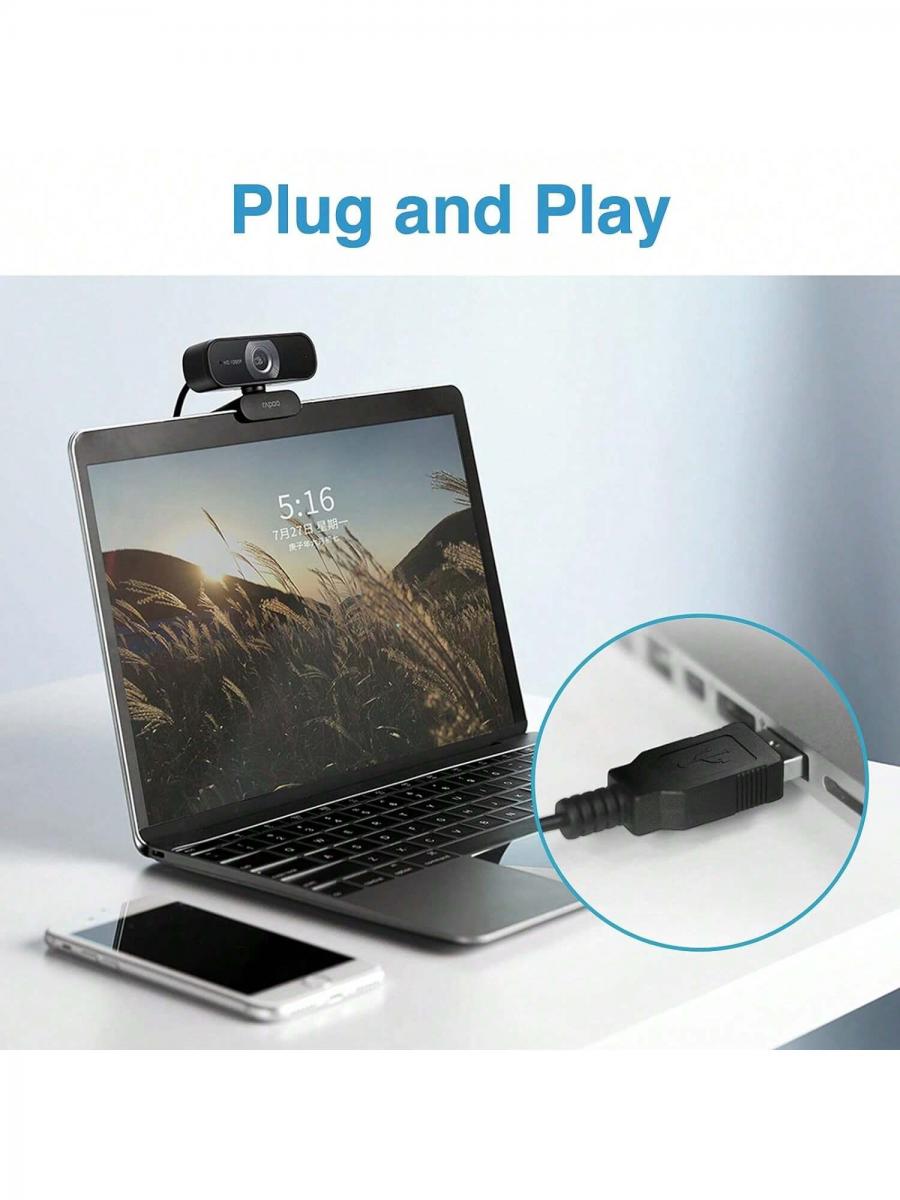 Rapoo C260 Black FHD 1080P USB Webcam with Noise Canceling Mic