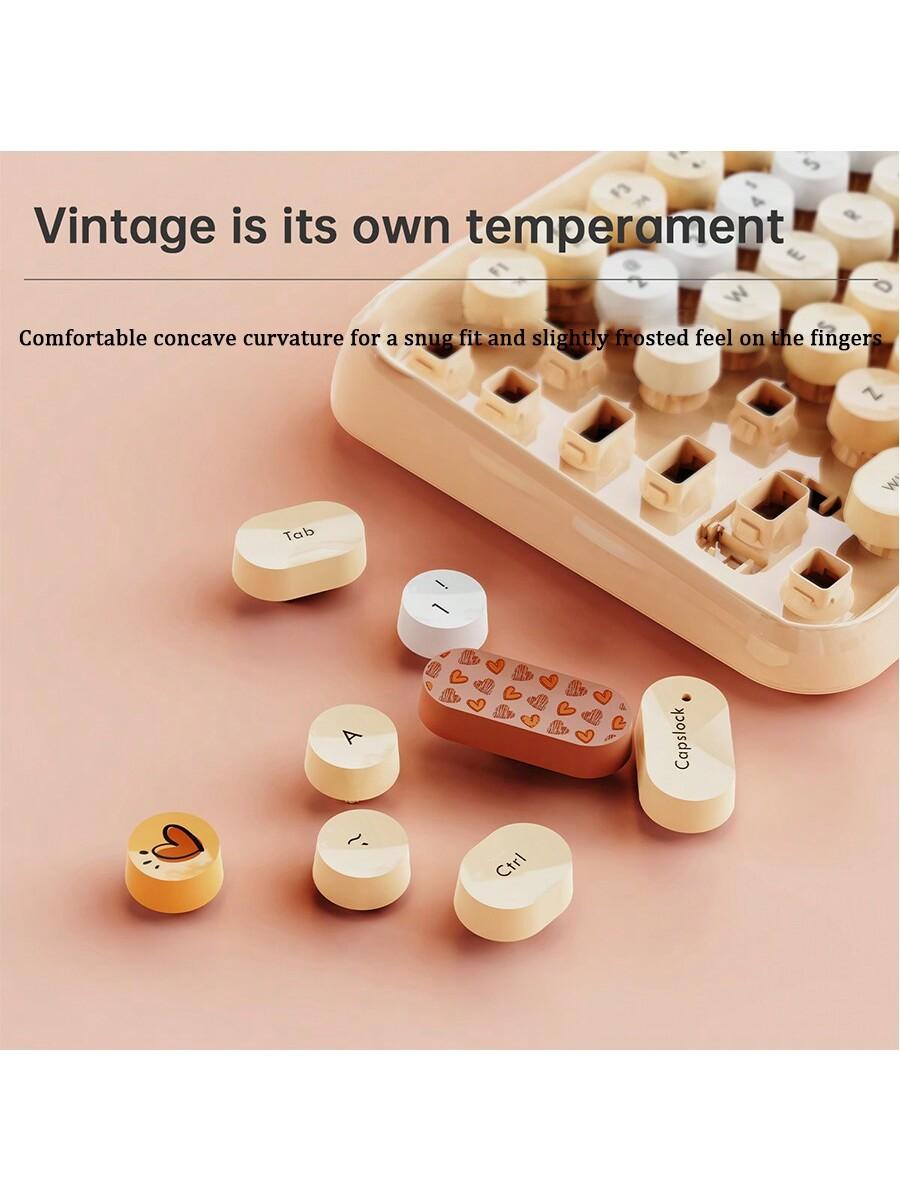 NACODEX Compact Wireless Mouse and Keyboard Retro Round Keys Set