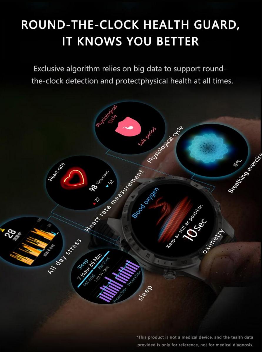 Business Smartwatch Fitness Tracker Waterproof Heart Rate Monitor 2024
