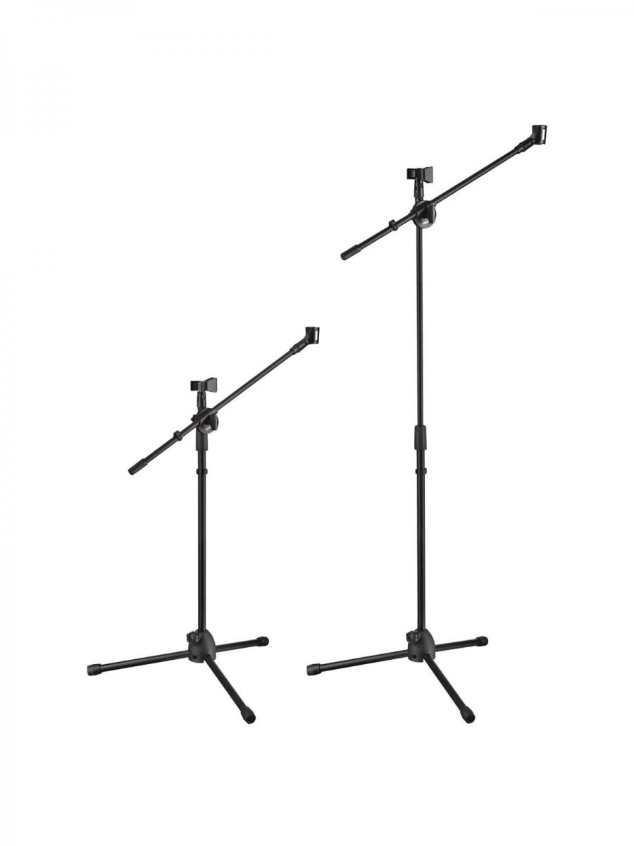 Dual Microphone Stand with Boom Arm Black