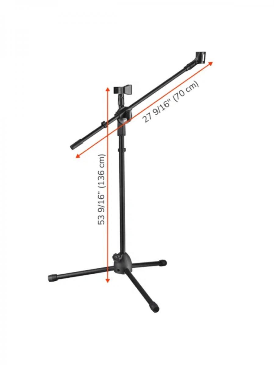 Dual Microphone Stand with Boom Arm Black