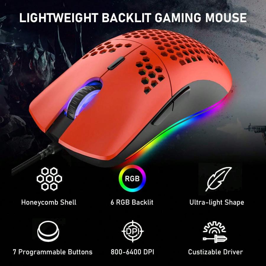 Rainbow LED Gaming Keyboard Mouse Combo Wired Mechanical Set