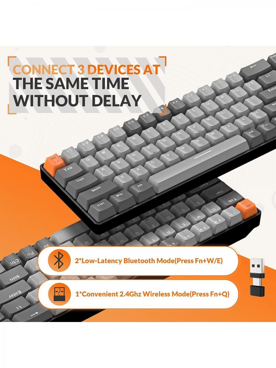 Dual Mode Wireless Mechanical Gaming Keyboard 68 Key Hot Swappable