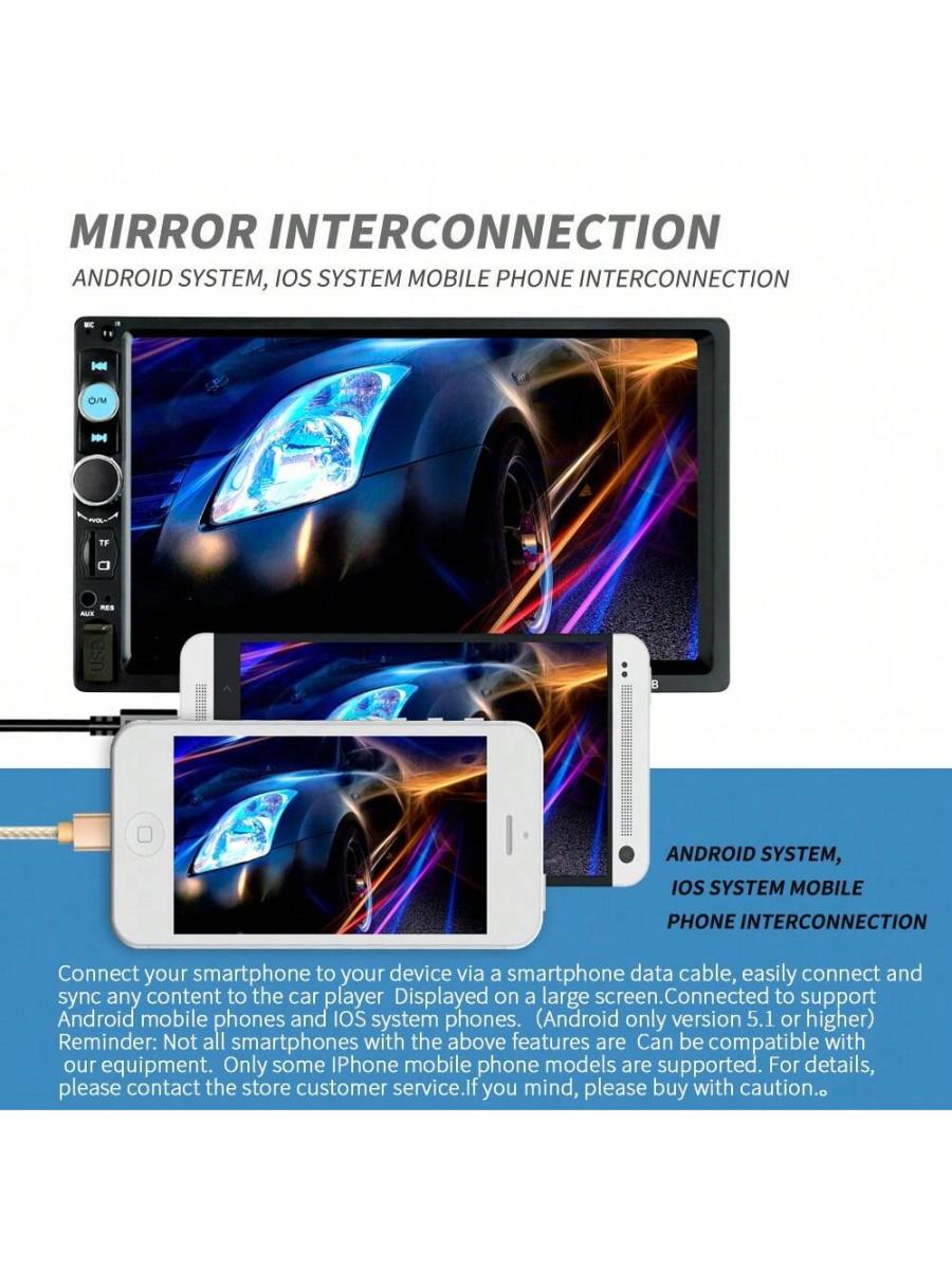 7 Doppel-DIN 1080P HD MP5 Bluetooth Touchscreen Autoradio
