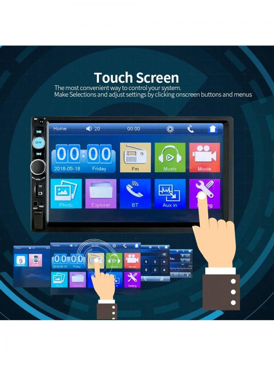 7 Doppel-DIN 1080P HD MP5 Bluetooth Touchscreen Autoradio