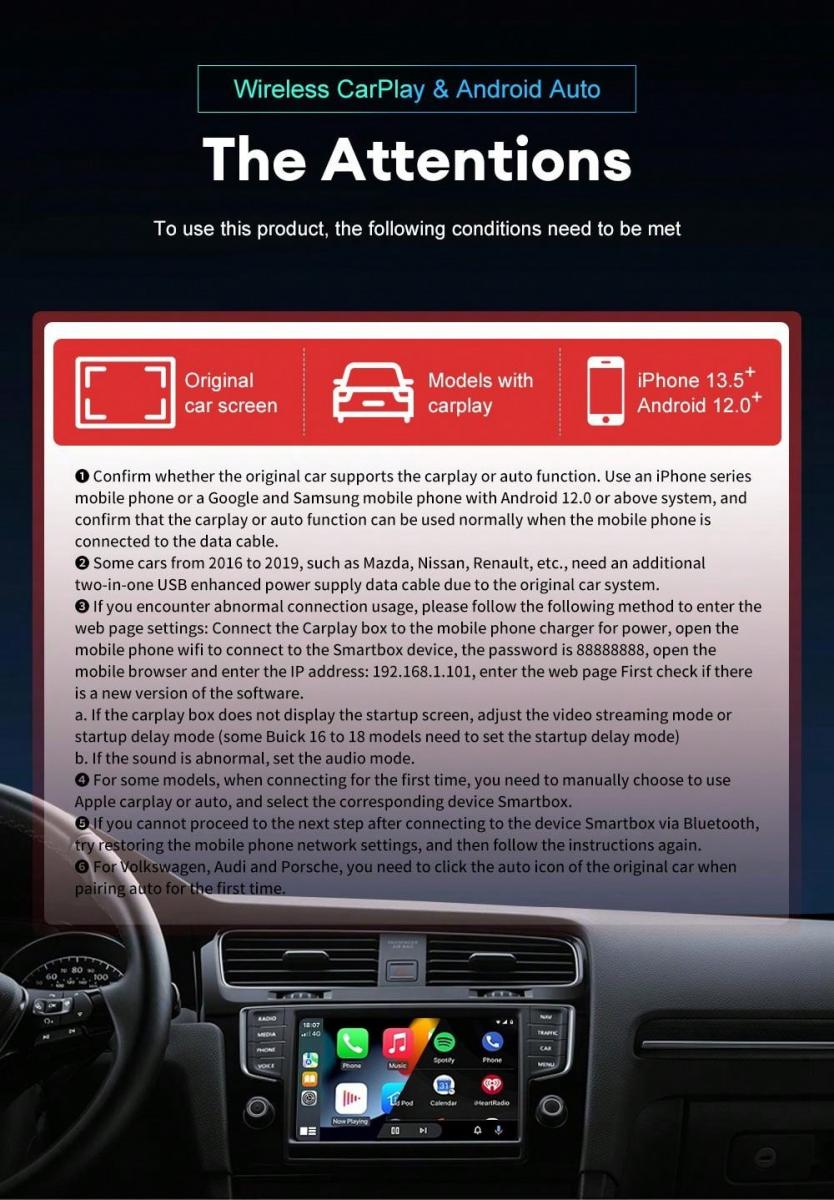 Black Car Wireless AI Dongle for Wired Connections Compatible with iPhone