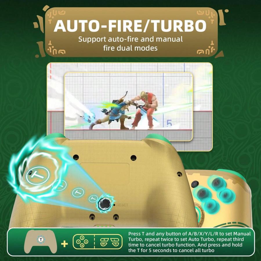 IINE Golden Wireless Controller for Switch Lite OLED Turbo Gyro Vibration