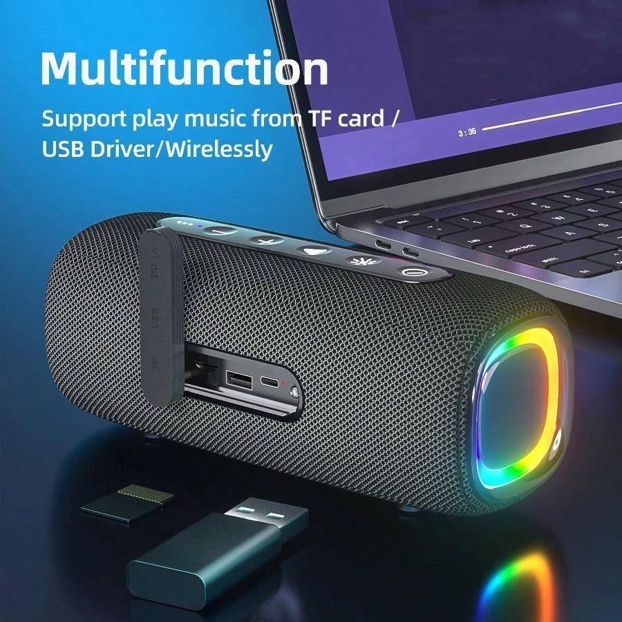Portable Waterproof Bluetooth Speaker with RGB Light Subwoofer