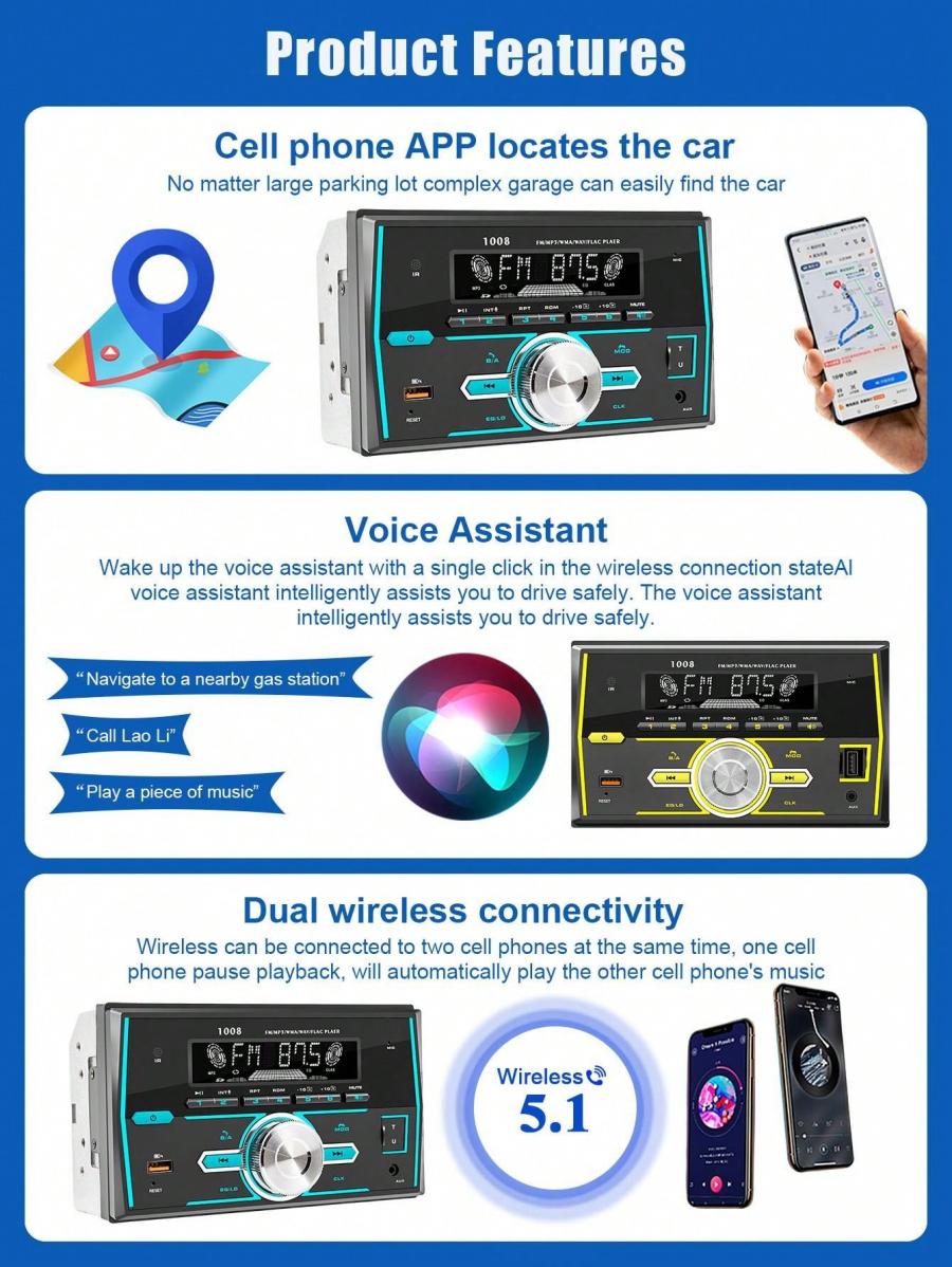 Универсальный 2-Din автомобильный стереоплеер F3 с Aux USB FM GPS и подсветкой